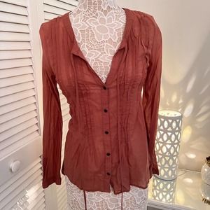Free People Button Down High Low Long Sleeve